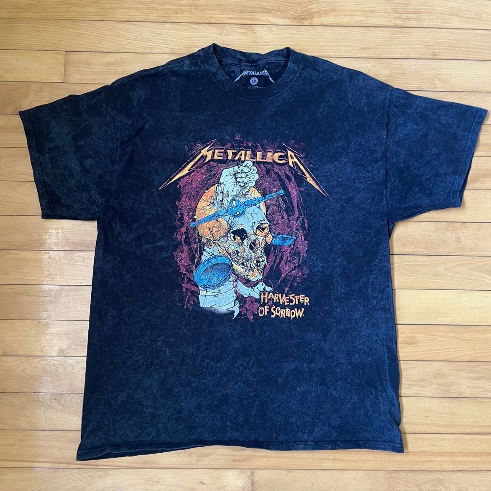 Vintage Metallica Shirt Mens L Black Harvester Of Sorrow Pushead Tour Concert